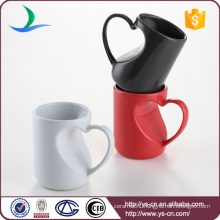 Red/Black/White unique ceramic couple mugs with handle